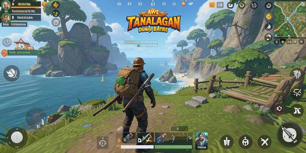Screenshot gameplay AW8 menampilkan eksplorasi dunia terbuka yang memukau.