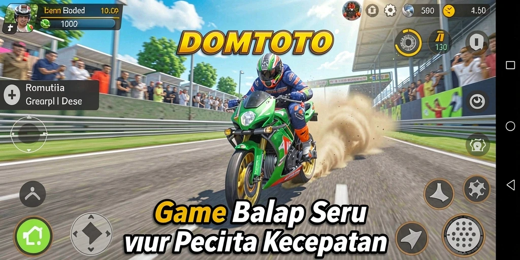 Tampilan gameplay seru dalam balapan kecepatan tinggi di DOMTOTO.