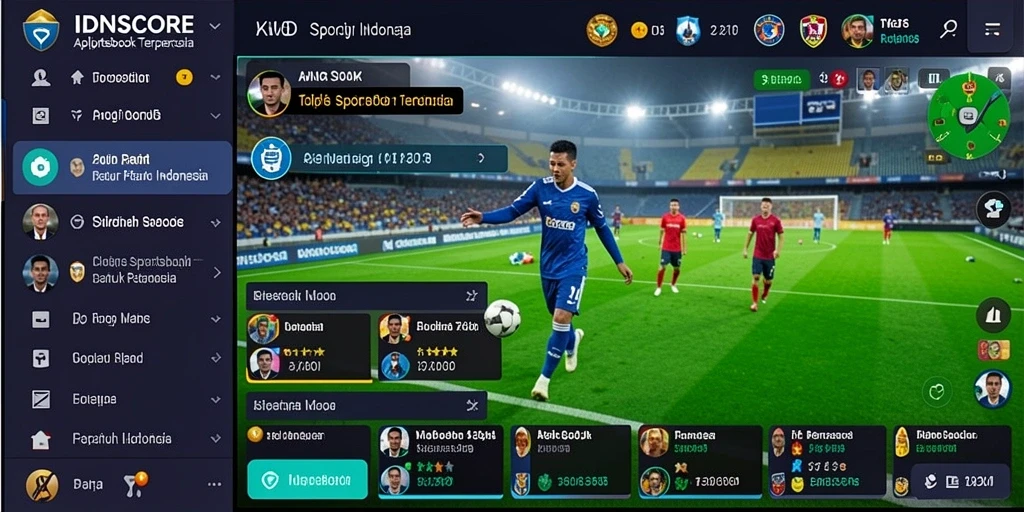 Screenshot menunjukkan antarmuka IDNSCORE dengan pilihan taruhan olahraga.