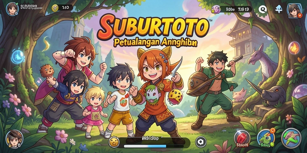 Screenshot gameplay SUBURTOTO menunjukkan aksi karakter anime yang seru.