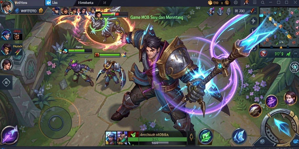 Tangkapan layar gameplay WIFITOTO dengan karakter bertarung di arena.