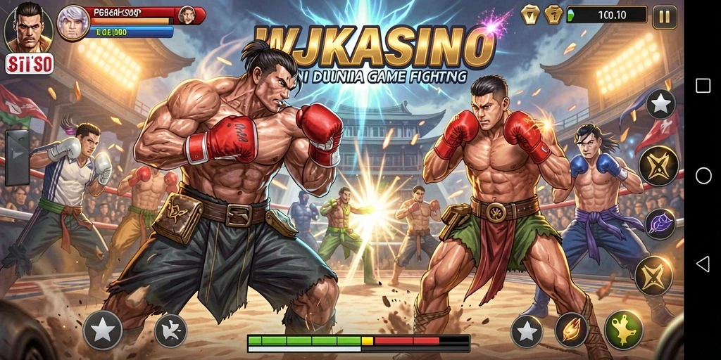 Screenshot WJKASINO menampilkan karakter bertarung dengan serangan spesial yang epik.